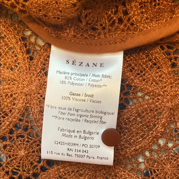 Sezane Chlo Lace Guipure Blouse in Autumn Brown - Picture 5 of 6